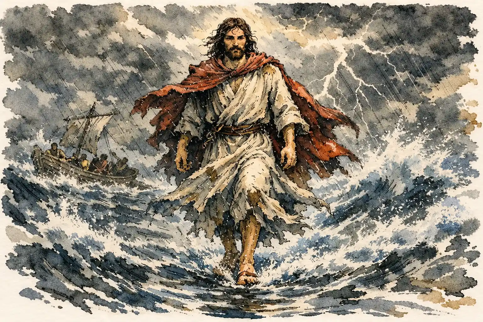 Jesús anda sobre el mar